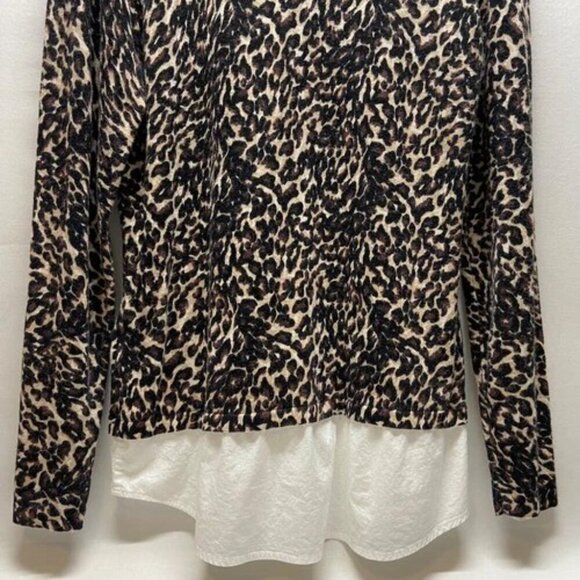 Faded Glory Collared Blouse Women's Large Animal Leopard Print Layered Casual - Picture 5 of 10